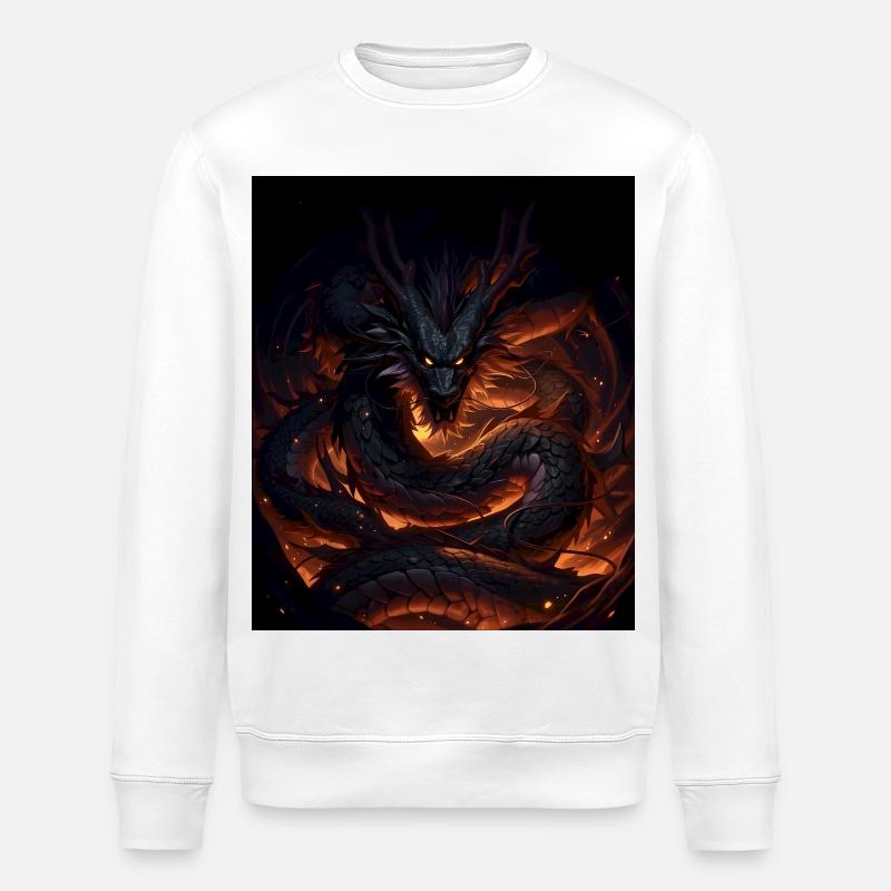 Lava-Drache im Schattenfeuer - Stanley/Stella Unisex Bio-Sweatshirt ROLLER - Weiß