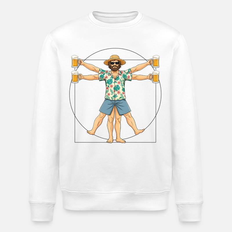 Vitruvianischer Mensch Bierkrüge - Stanley/Stella Unisex Bio-Sweatshirt ROLLER - Weiß