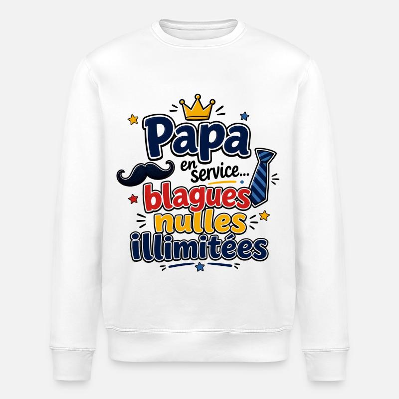 Papa blagues nulles illimitées - Sweat bio ROLLER Stanley/Stella Unisexe - blanc