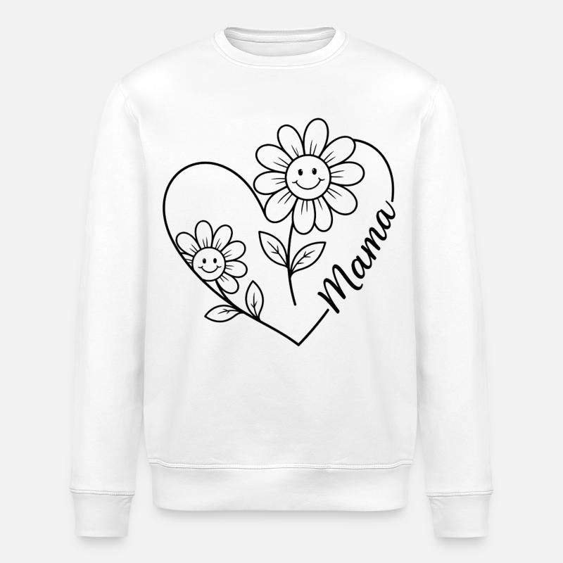 Mama Blumen Line-Art - Stanley/Stella Unisex Bio-Sweatshirt ROLLER - Weiß