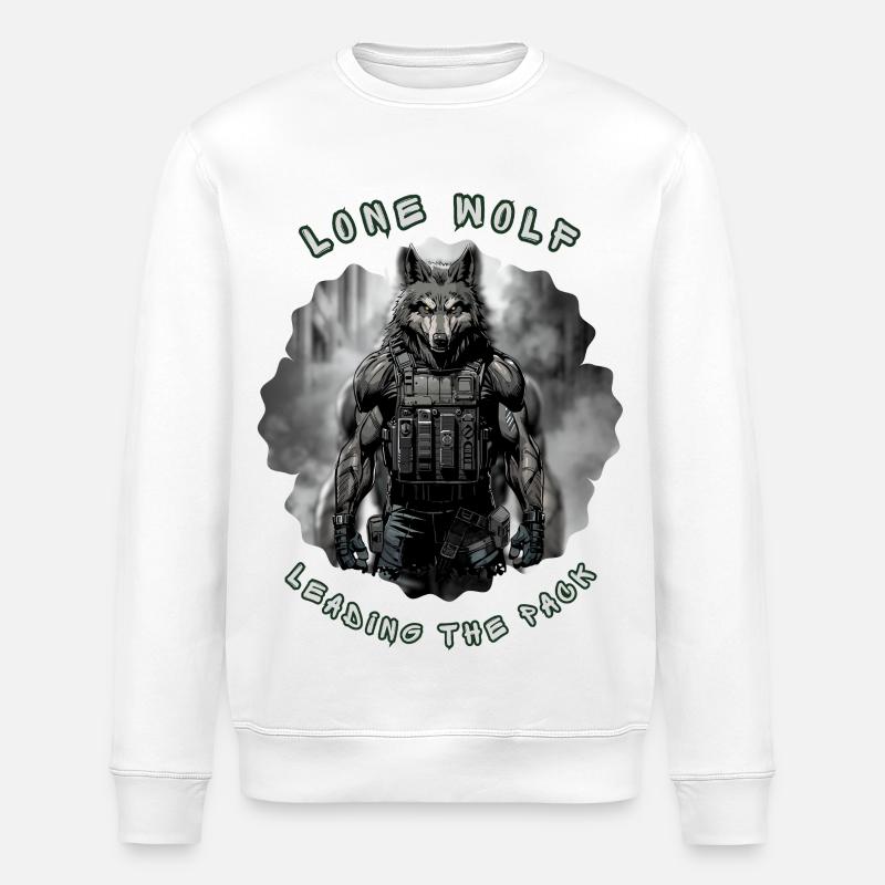 Lone Wolf Commando - Tactical Alpha Soldier - Stanley/Stella ROLLER Unisex Organic Sweatshirt - white