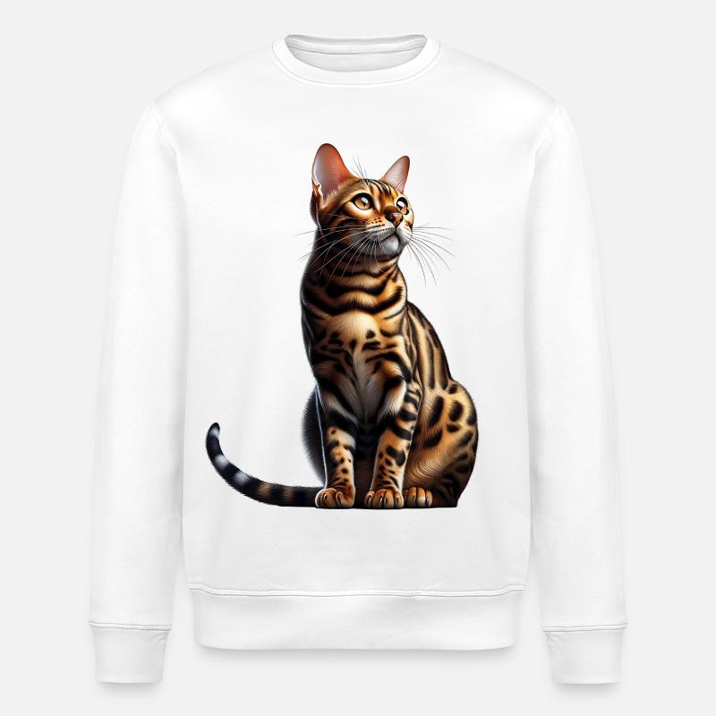 Bengalkatze - Stanley/Stella Unisex Bio-Sweatshirt ROLLER - Weiß