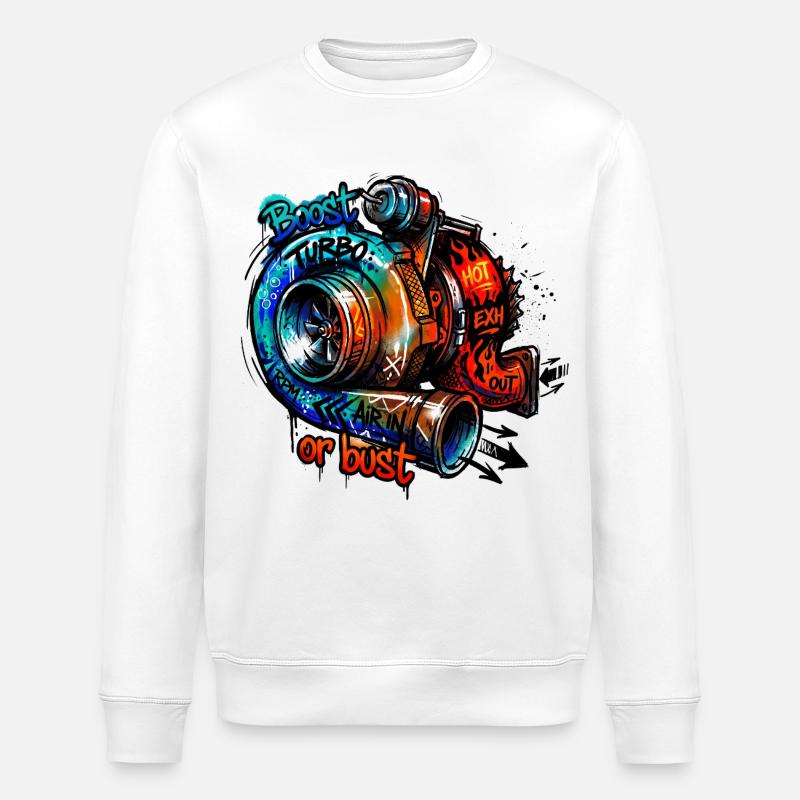 Turbo Boost ou Bust - Sweat bio ROLLER Stanley/Stella Unisexe - blanc