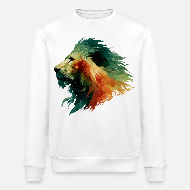 Löwenkopf Wasserfarbe - Stanley/Stella Unisex Bio-Sweatshirt ROLLER - Weiß