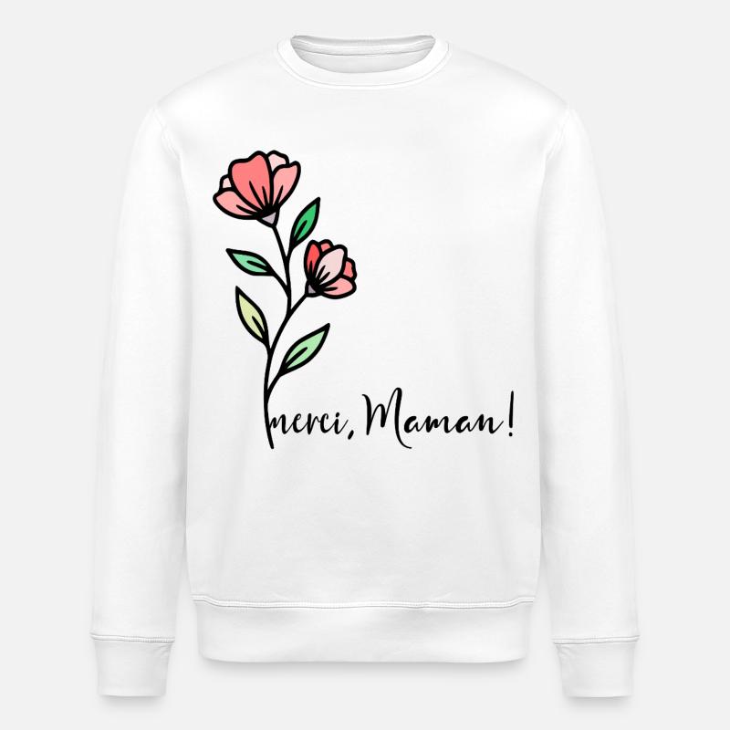 Merci Maman Fleurs - Sweat bio ROLLER Stanley/Stella Unisexe - blanc
