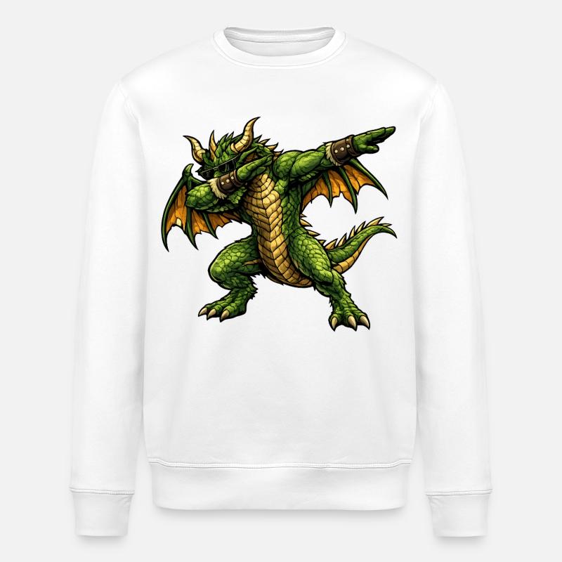 Ernsthafter Dabbing Drache - Stanley/Stella Unisex Bio-Sweatshirt ROLLER - Weiß