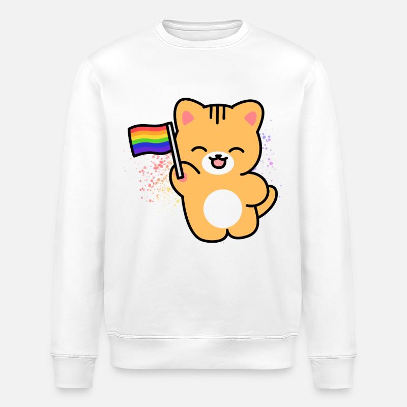 Chaton avec bannière de la fierté - Sweat bio ROLLER Stanley/Stella Unisexe - blanc