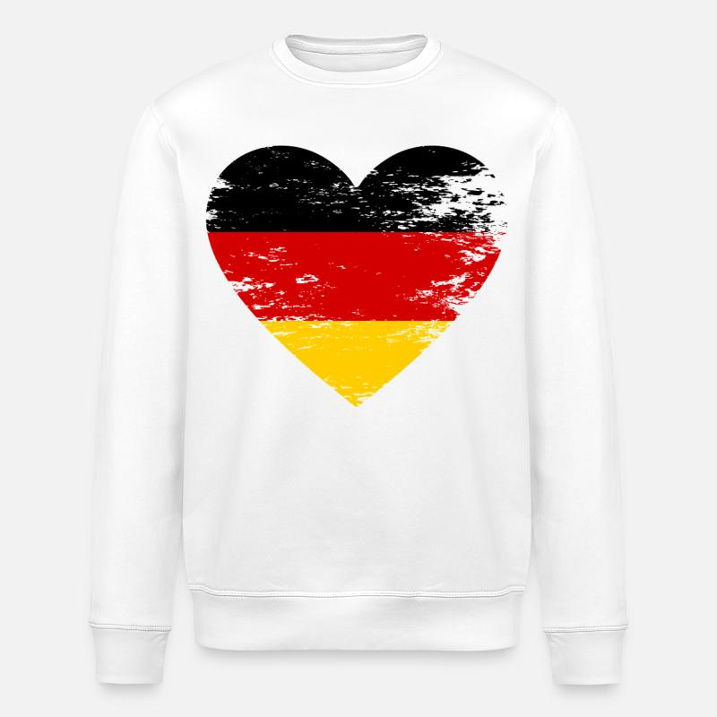 Herzflagge Deutschland - Stanley/Stella Unisex Bio-Sweatshirt ROLLER - Weiß