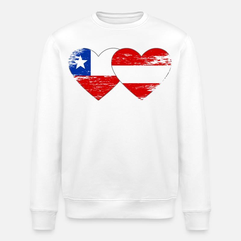 Cœur du drapeau Chili Autrichien - Sweat bio ROLLER Stanley/Stella Unisexe - blanc