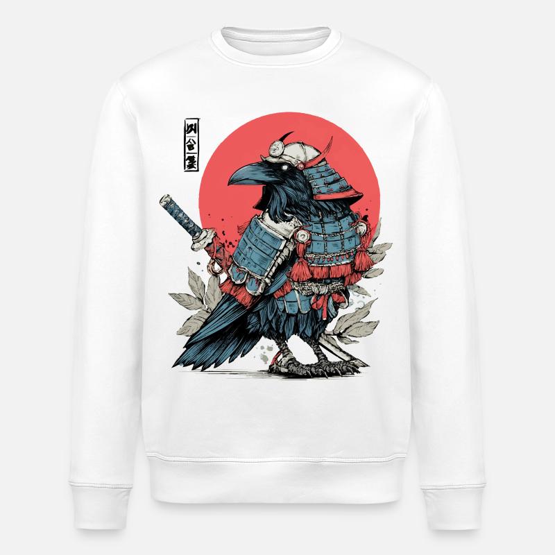 Karmesinrote Samurai-Rabenrüstung - Stanley/Stella Unisex Bio-Sweatshirt ROLLER - Weiß