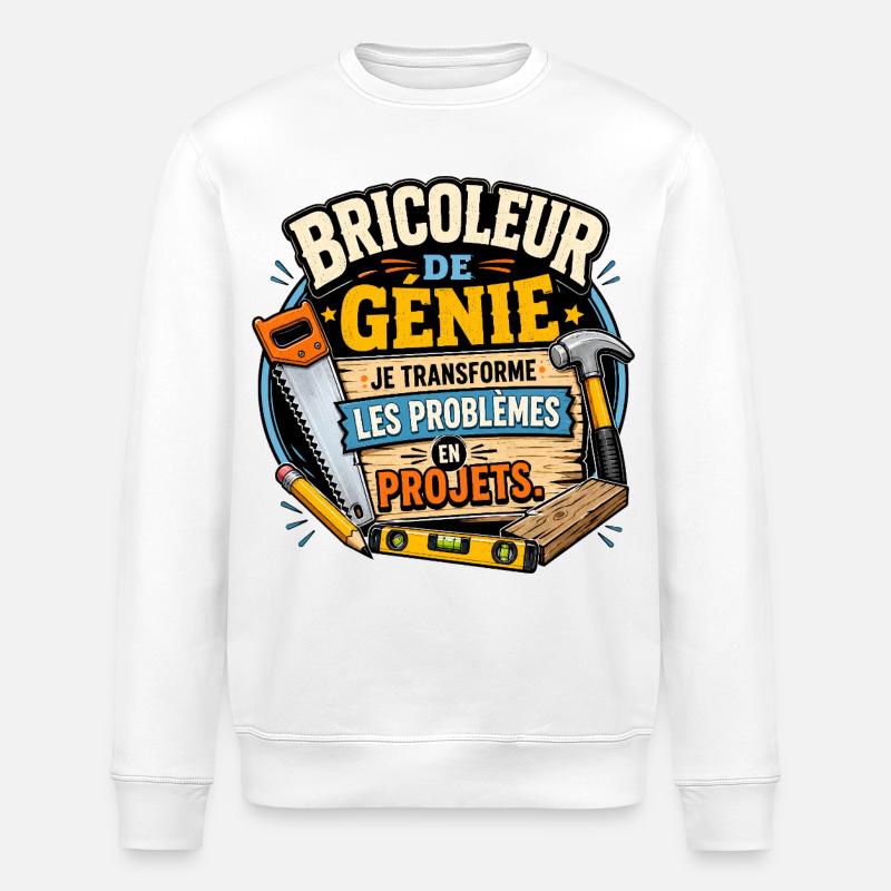 Bricoleur Génie Projets - Sweat bio ROLLER Stanley/Stella Unisexe - blanc