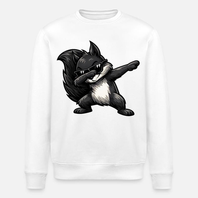 Écureuil noir à tapoter - Sweat bio ROLLER Stanley/Stella Unisexe - blanc
