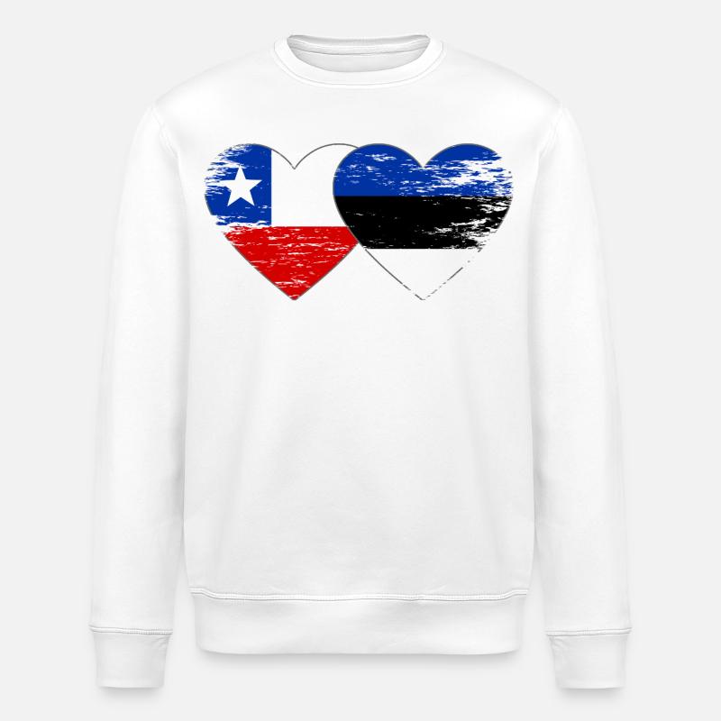 Chile_Litauen_Flagge_Herz_used - Stanley/Stella Unisex Bio-Sweatshirt ROLLER - Weiß