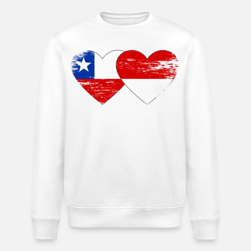 Chile Polen Flagge Herz used - Stanley/Stella Unisex Bio-Sweatshirt ROLLER - Weiß