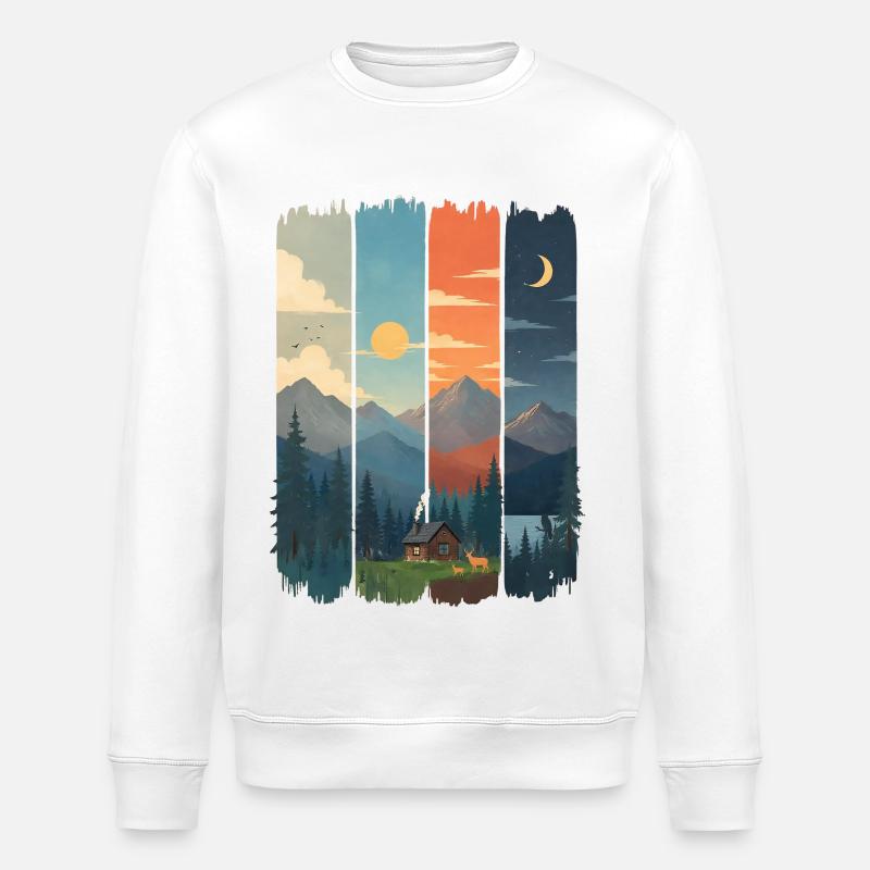Horizonte in vier Gebirgstafeln - Stanley/Stella Unisex Bio-Sweatshirt ROLLER - Weiß