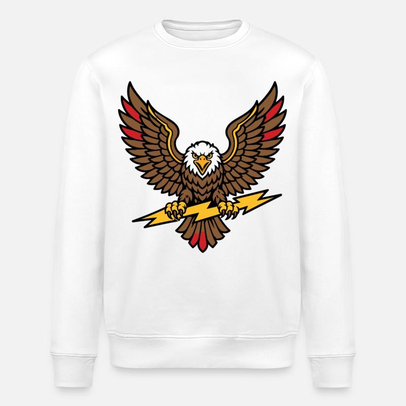 Alter-Schule-Tattoo-Stil Lightning Eagle - Stanley/Stella Unisex Bio-Sweatshirt ROLLER - Weiß