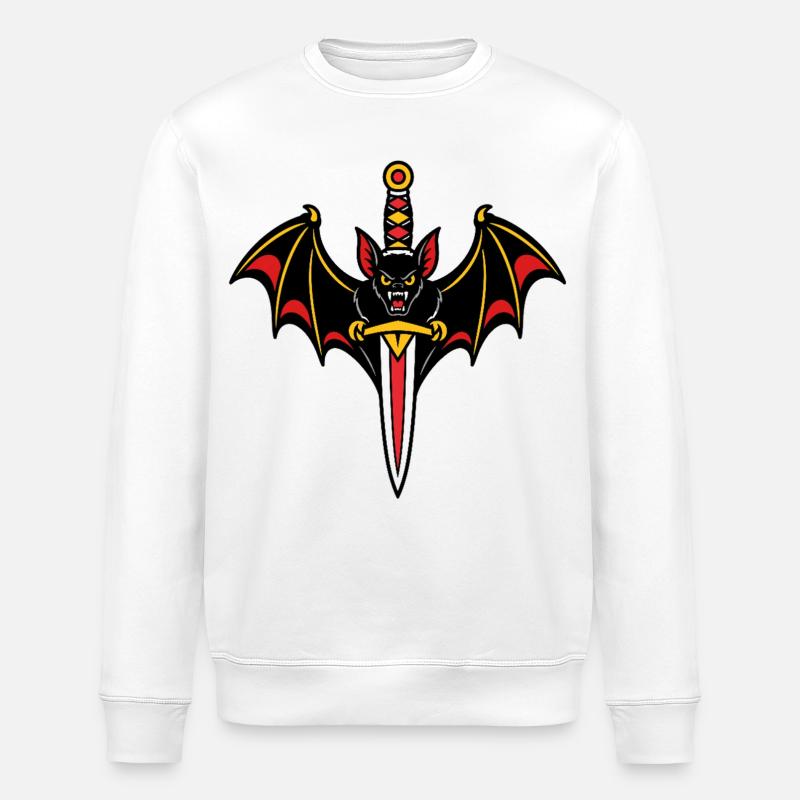 Bat dagger style tattoo dark - Stanley/Stella ROLLER Unisex Organic Sweatshirt - white