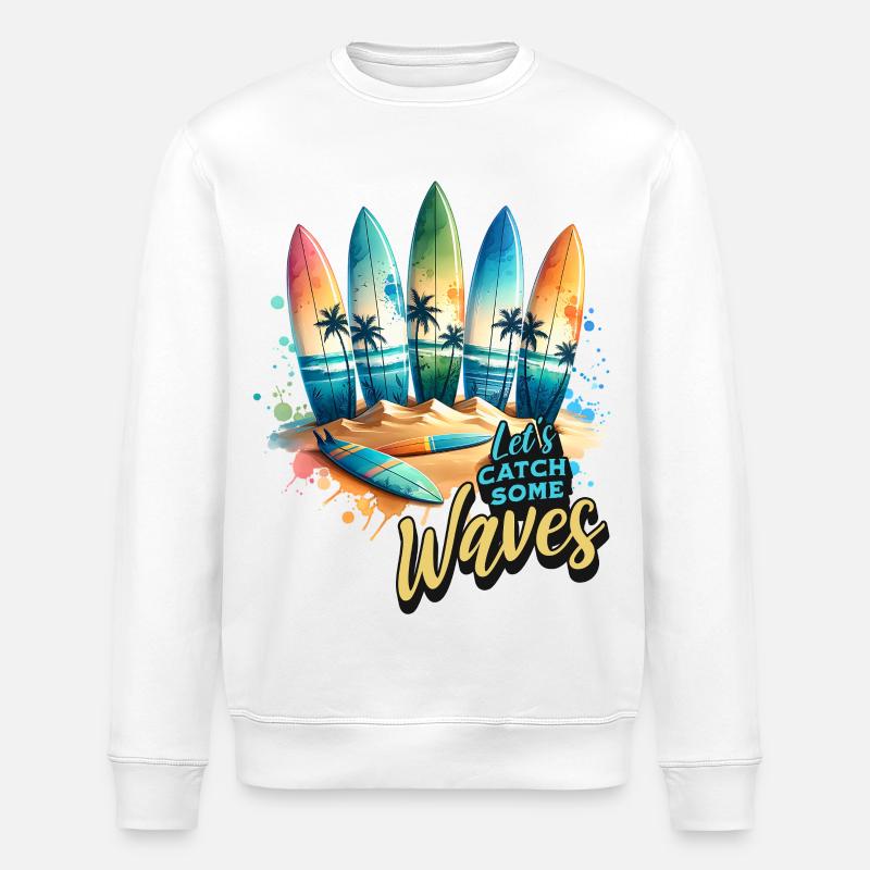 Let s Catch Some Waves - Stanley/Stella Unisex Bio-Sweatshirt ROLLER - Weiß