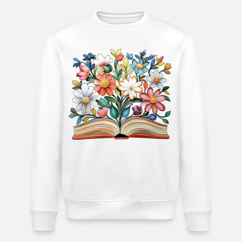 Livre fleuri - Sweat bio ROLLER Stanley/Stella Unisexe - blanc