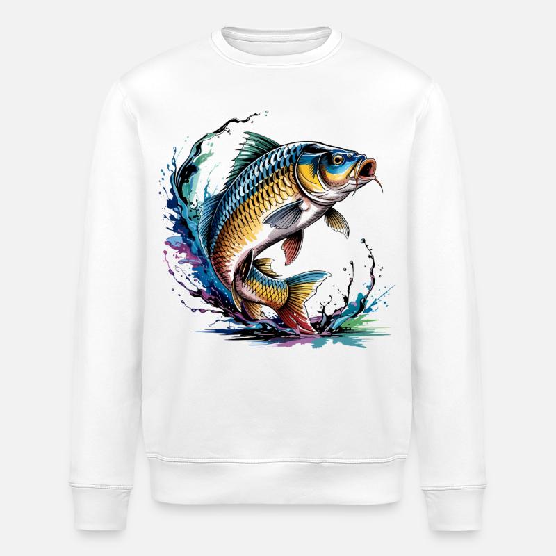Bunter Karpfen - Stanley/Stella Unisex Bio-Sweatshirt ROLLER - Weiß