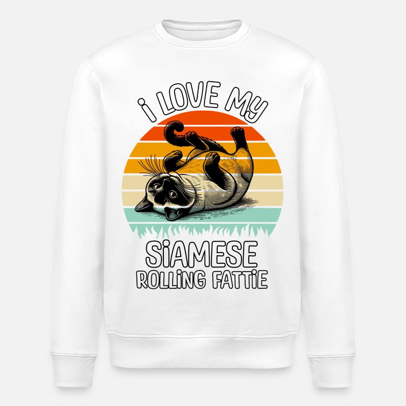 Chat siamois drôle - Sweat bio ROLLER Stanley/Stella Unisexe - blanc