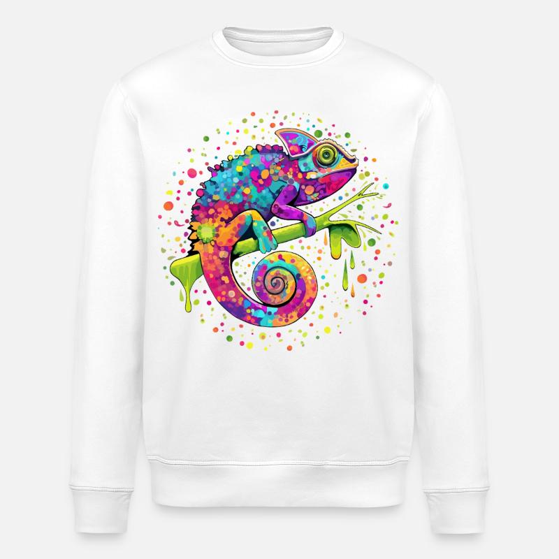 Chamäleon-Aquarellfantasie - Stanley/Stella Unisex Bio-Sweatshirt ROLLER - Weiß