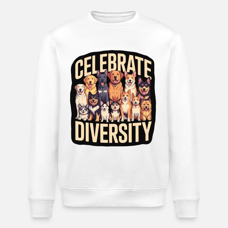Celebrate Diversity Hunde Vielfalt - Stanley/Stella Unisex Bio-Sweatshirt ROLLER - Weiß