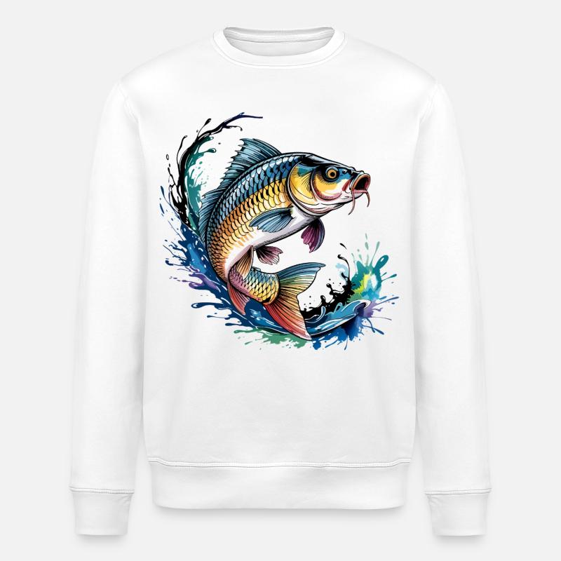 Karpfen Angeln - Stanley/Stella Unisex Bio-Sweatshirt ROLLER - Weiß