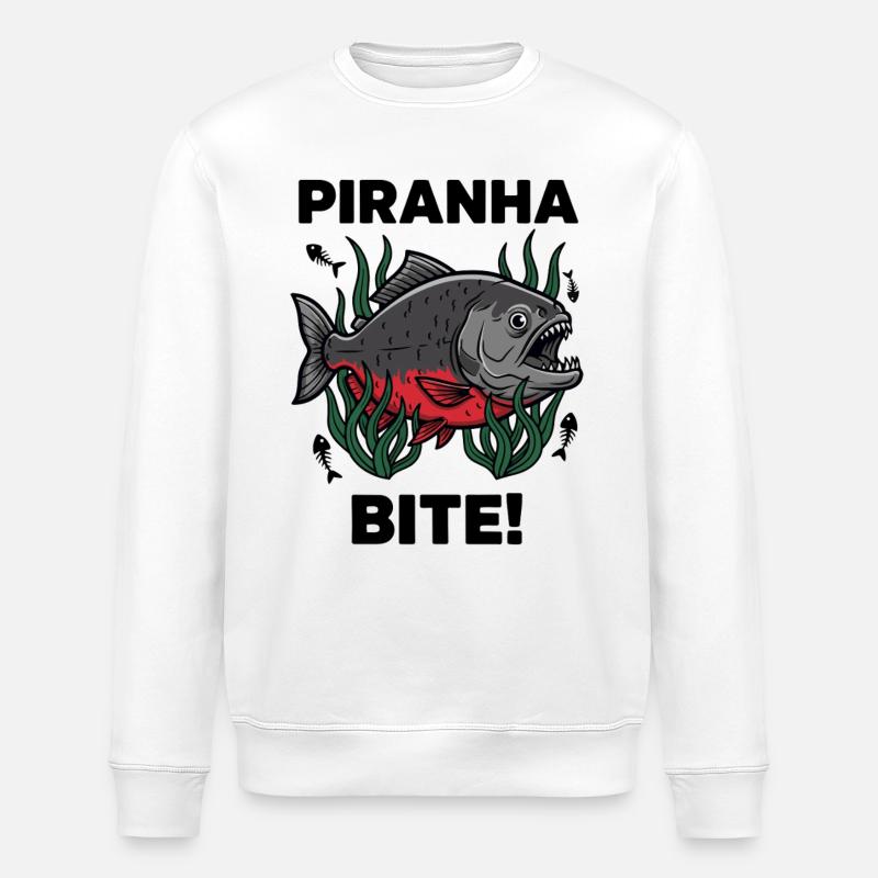 Roter Piranha Beiß Beißfisch - Stanley/Stella Unisex Bio-Sweatshirt ROLLER - Weiß