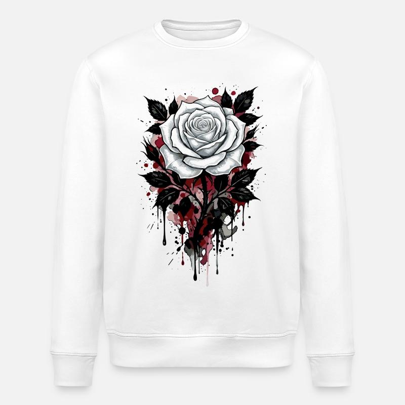 Rose, Rose Blanche, Rose et Fleurs - Sweat bio ROLLER Stanley/Stella Unisexe - blanc