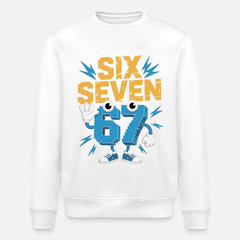 Zahlenheld 67 im Comicstil - Stanley/Stella Unisex Bio-Sweatshirt ROLLER - Weiß