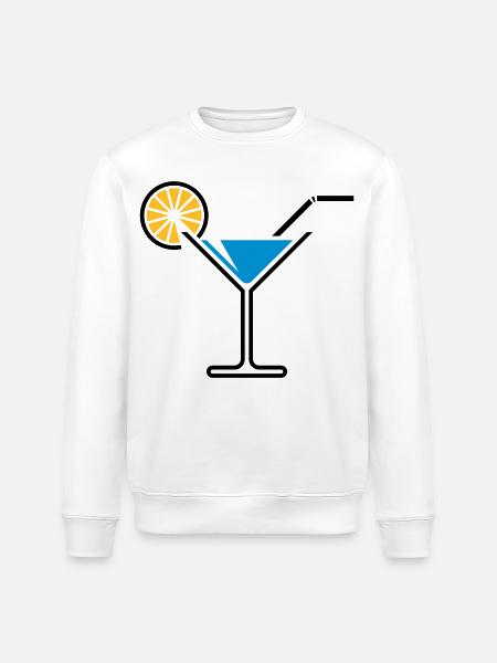 Cocktail / Cocktail Glass / Martini + (Light Blue) - Stanley/Stella ROLLER Unisex Organic Sweatshirt - white
