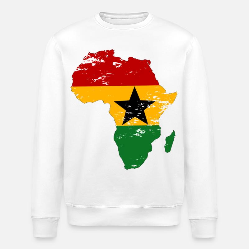 Drapeau du Ghana Afrique utilisé - Sweat bio ROLLER Stanley/Stella Unisexe - blanc