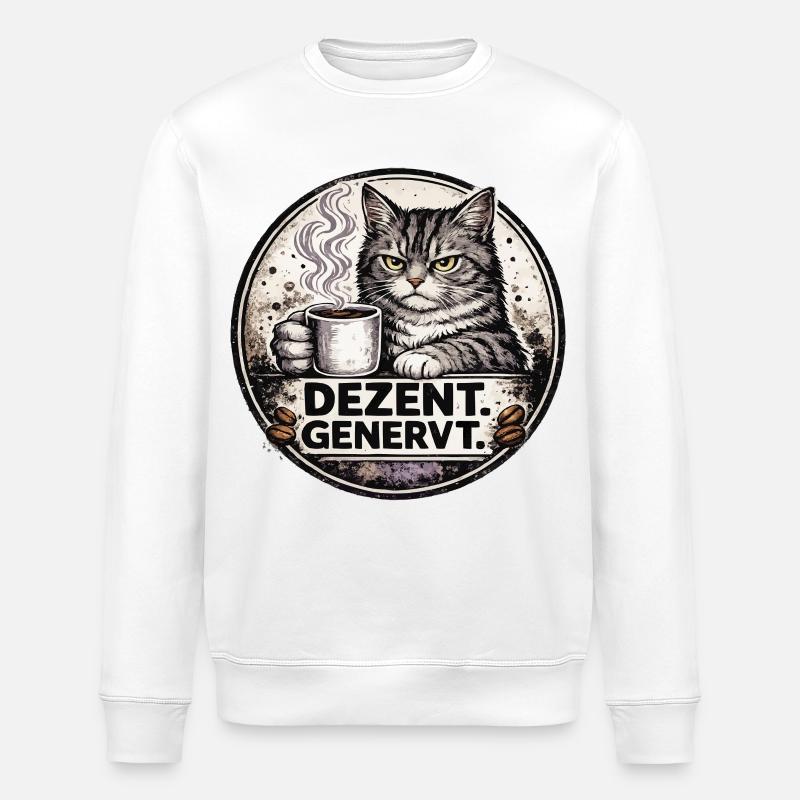 Kaffeekater: Dezentes Genervt - Stanley/Stella Unisex Bio-Sweatshirt ROLLER - Weiß