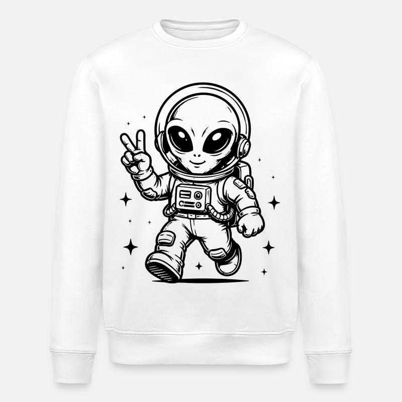 Astronaut Alien Peace im Weltraum - Stanley/Stella Unisex Bio-Sweatshirt ROLLER - Weiß