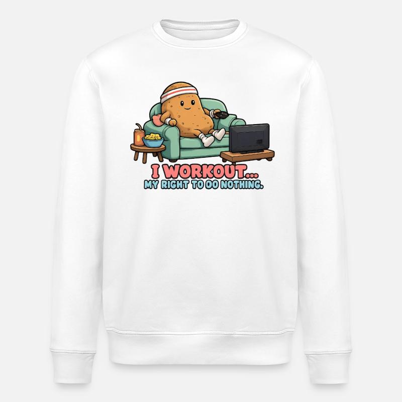 couch potato - Stanley/Stella ROLLER Unisex Organic Sweatshirt - white