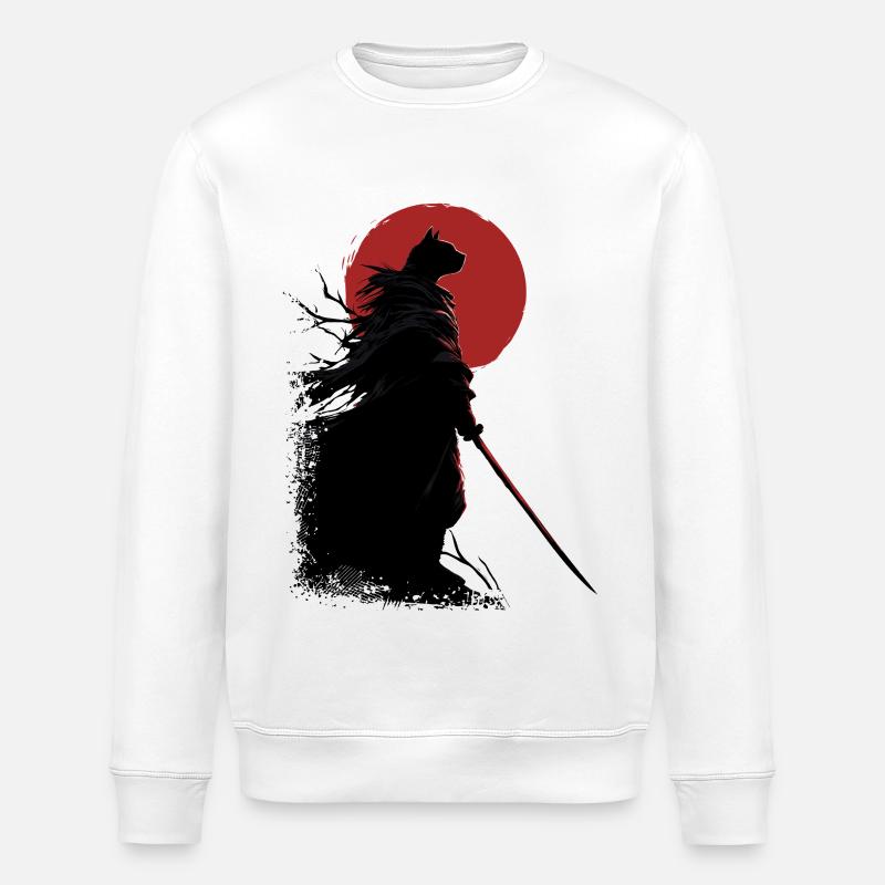 Samurai Katze - Stanley/Stella Unisex Bio-Sweatshirt ROLLER - Weiß