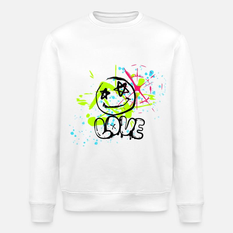 Neon Splatter Chaos - Stanley/Stella ROLLER Unisex Organic Sweatshirt - white
