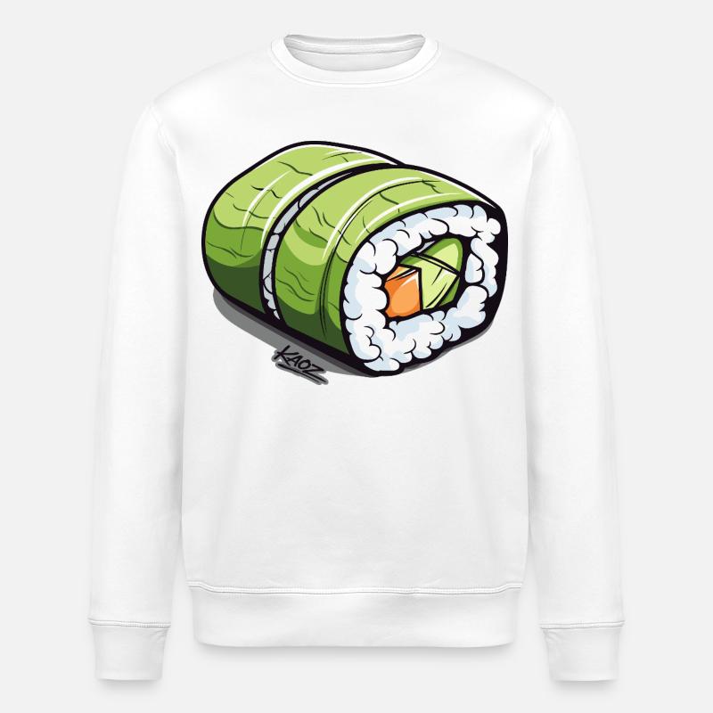 Smaragdgrüne Sushi-Rolle - Stanley/Stella Unisex Bio-Sweatshirt ROLLER - Weiß