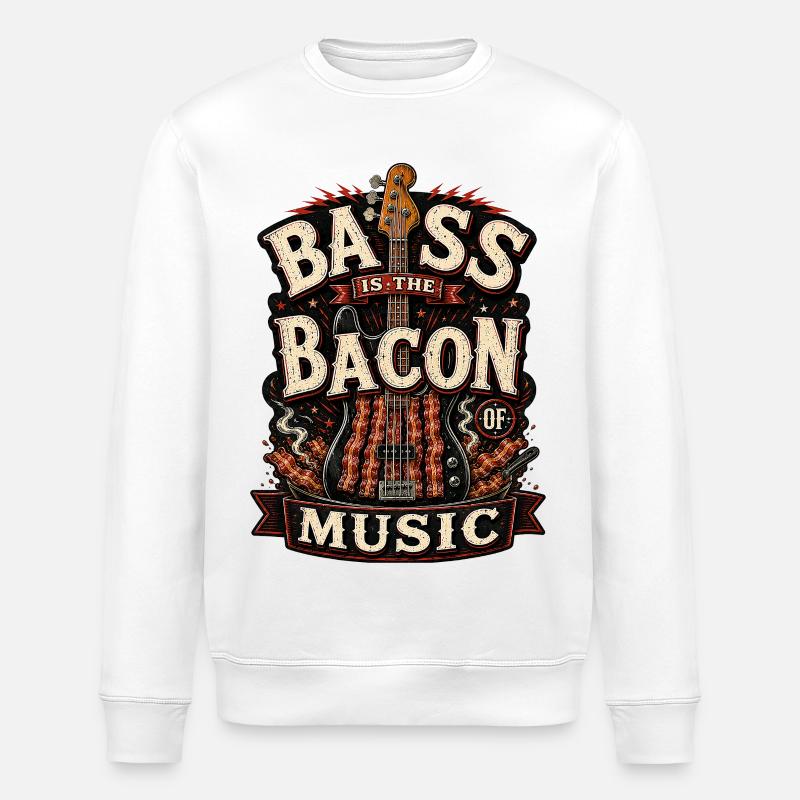 Bass ist das Bacon der Musik - Stanley/Stella Unisex Bio-Sweatshirt ROLLER - Weiß