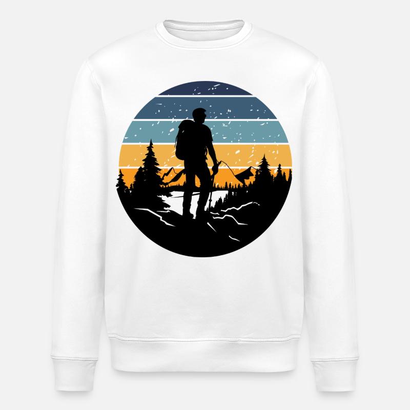 Retro Bedtime Hiker - Stanley/Stella ROLLER Unisex Organic Sweatshirt - white