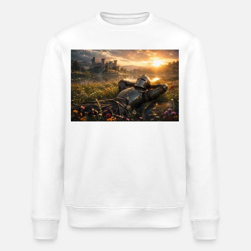 Sunset Knight by Castle Field - Stanley/Stella ROLLER Unisex Organic Sweatshirt - white