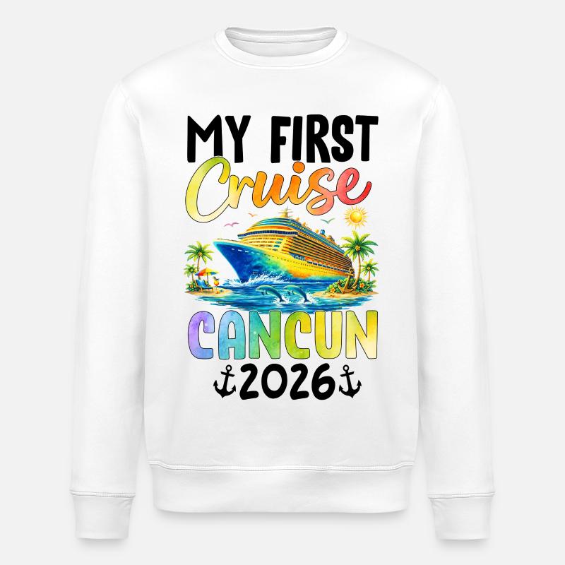 Ma première croisière Cancún 2026 - Sweat bio ROLLER Stanley/Stella Unisexe - blanc