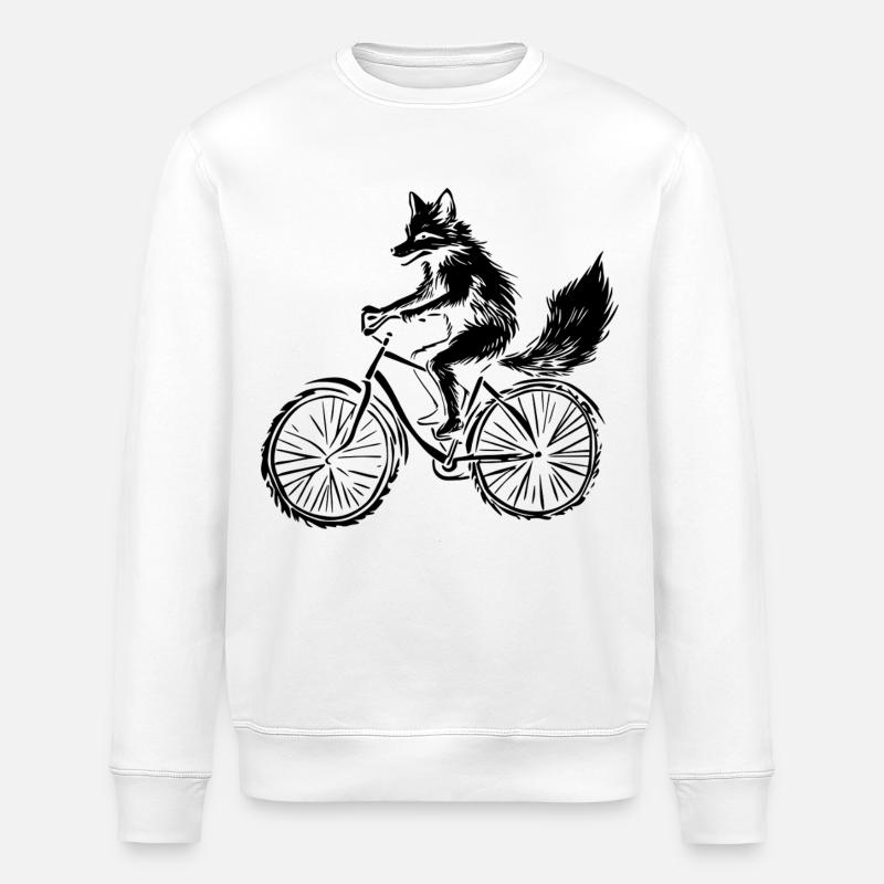 Funny Bicycle Fox - Stanley/Stella ROLLER Unisex Organic Sweatshirt - white