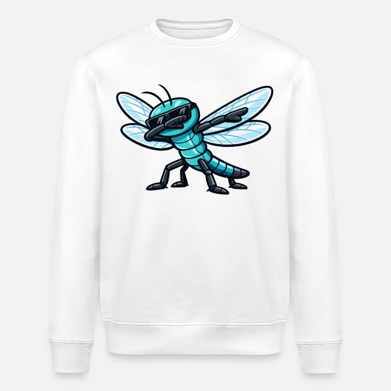 Dabbing Dragonfly - Stanley/Stella ROLLER Unisex Organic Sweatshirt - white