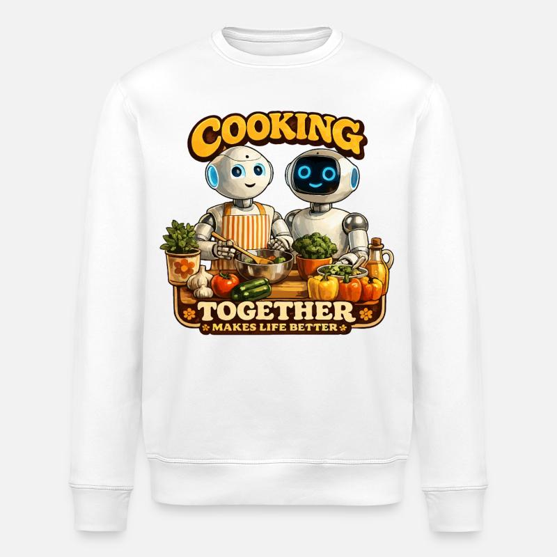 Les robots cuisinent ensemble - Sweat bio ROLLER Stanley/Stella Unisexe - blanc