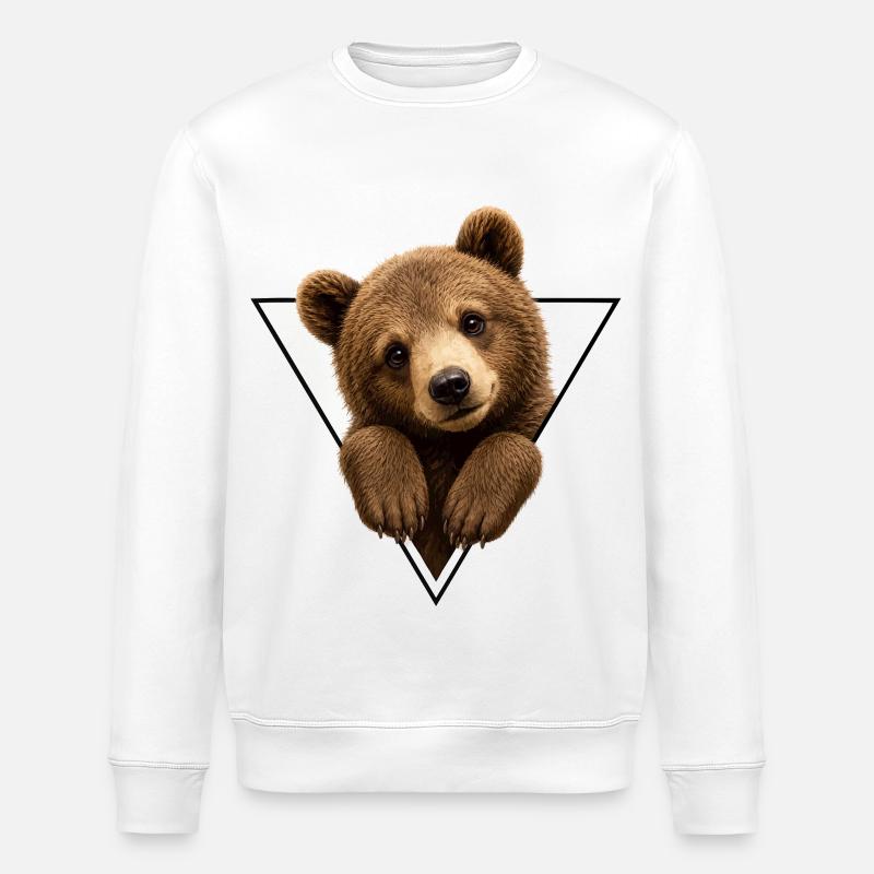 Bear cub in triangle - Stanley/Stella ROLLER Unisex Organic Sweatshirt - white
