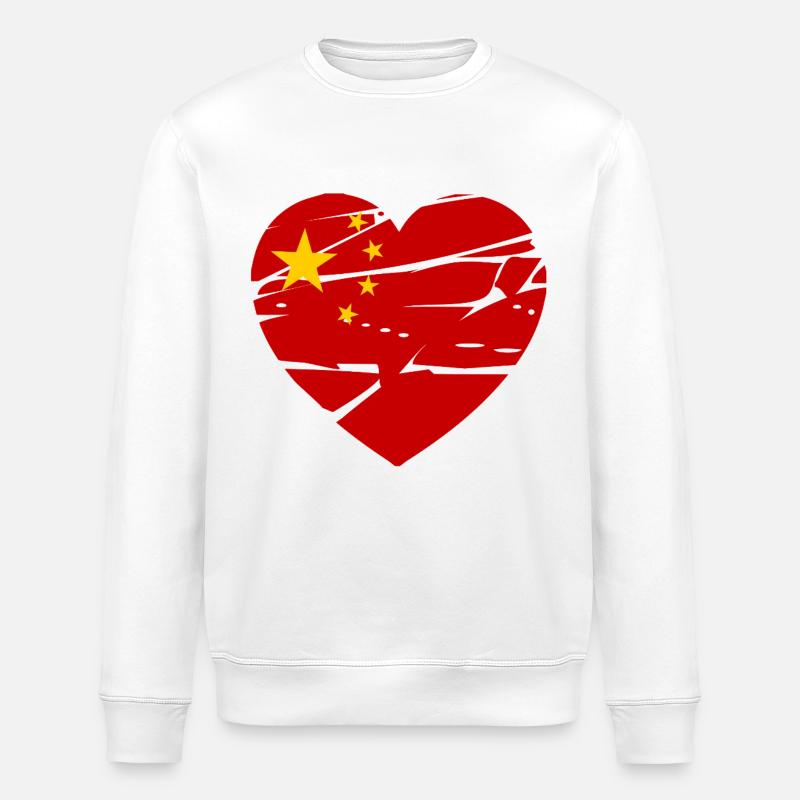 Cœur du drapeau chinois - Sweat bio ROLLER Stanley/Stella Unisexe - blanc