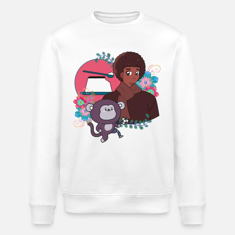 Anime-Junge und Fußballaffe mit Prothese - Stanley/Stella Unisex Bio-Sweatshirt ROLLER - Weiß