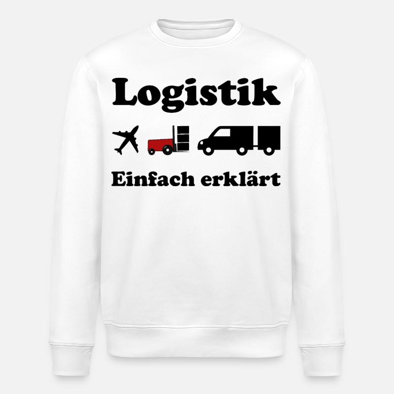 Logistik Silhouette mit rotem Block - Stanley/Stella Unisex Bio-Sweatshirt ROLLER - Weiß